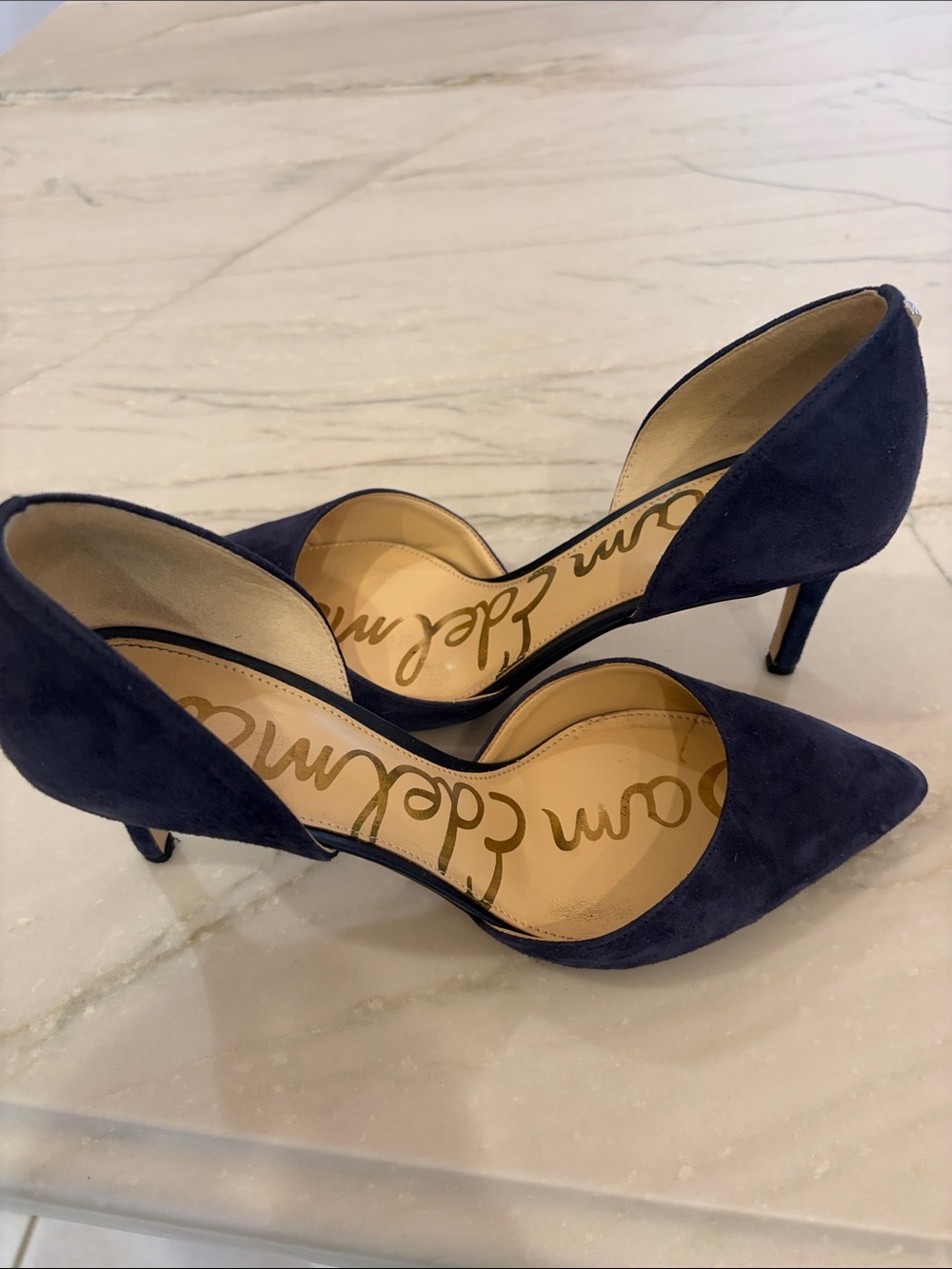 Sam Edelman Navy Suede D'Orsay Pointed Toe Pump - Picture 6 of 7